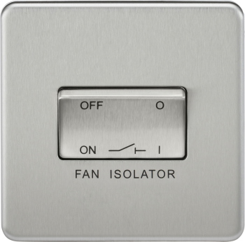 Knightsbridge Screwless Brushed Chrome 10AX 3 Pole Fan Isolator Switch