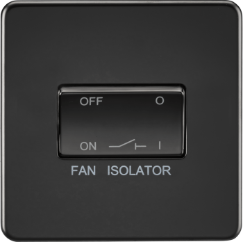 Knightsbridge Screwless Matt Black 10AX Fan Isolator Switch