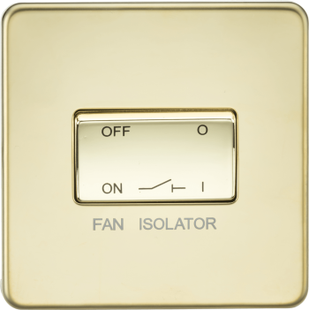 Knightsbridge Screwless Polished Brass 10A Fan Isolator Switch