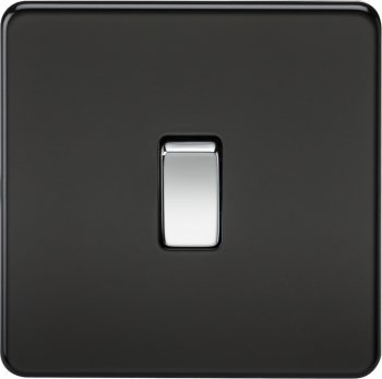 Knightsbridge Screwless Matt Black 10AX 1 Gang Intermediate Switch