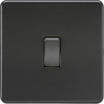 Knightsbridge Screwless Matt Black 10AX Intermediate Switch with Black Rockers