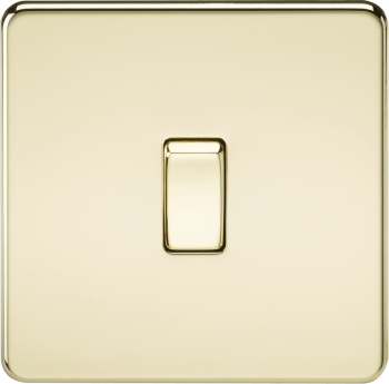 Knightsbridge Screwless Polished Brass 10AX 1 Gang Intermediate Switch