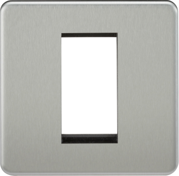 Knightsbridge Screwless Brushed Chrome 1 Gang Modular Faceplate