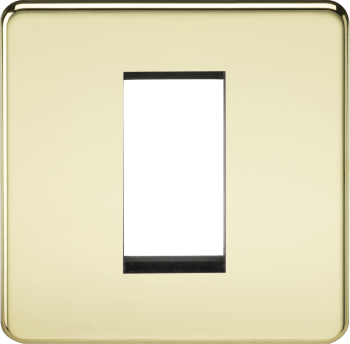 Knightsbridge Screwless Polished Brass 1 Gang Modular Faceplate