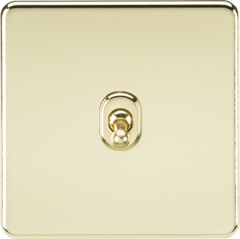 Knightsbridge Screwless Polished Brass 10AX 1 Gang 2-way Toggle Switch