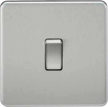 Knightsbridge Screwless Brushed Chrome 10AX 1G 2-Way Switch