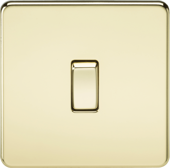 Knightsbridge Screwless Polished Brass 10AX 1 Gang 2-way Switch