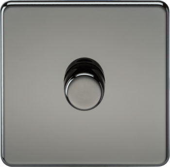 Knightsbridge Screwless Black Nickel 1 Gang 2-way 10-200W (5-150W LED) Trailing Edge Dimmer