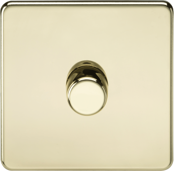 Knightsbridge Screwless Polished Brass 1 Gang 2-way 10-200W (5-150W LED) Intelligent Dimmer