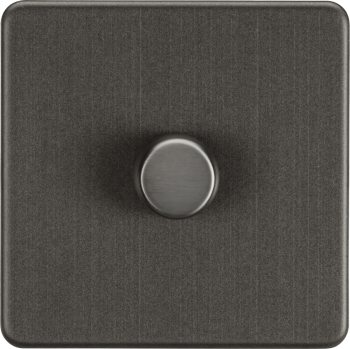 Knightsbridge Screwless Smoked Bronze 1 Gang 2-way 10-200W (5-150W LED) Trailing Edge Dimmer