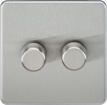 Knightsbridge Screwless Brushed Chrome 2G 2-way 10-200W (5-150W LED) Trailing Edge Dimmer