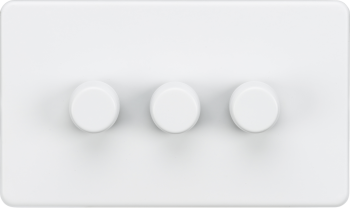 Knightsbridge Screwless Matt White 3 gang 2-way 10-200W (5-150W LED) Intelligent dimmer