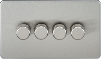 Knightsbridge Screwless Brushed Chrome 4G 2-way 10-200W (5-150W LED) Trailing Edge Dimmer