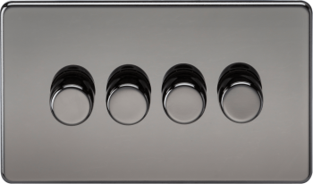 Knightsbridge Screwless Black Nickel 4 Gang 2-way 10-200W (5-150W LED) Trailing Edge Dimmer