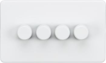 Knightsbridge Screwless Matt White 4 Gang 2-way 10-200W (5-150W LED) Intelligent Dimmer