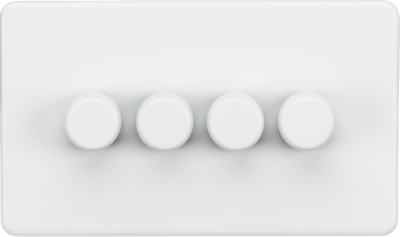 Knightsbridge Screwless Matt White 4 Gang 2-way 10-200W (5-150W LED) Intelligent Dimmer