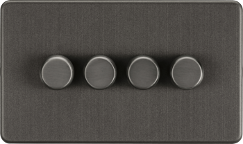 Knightsbridge Screweless Smoked Bronze 4 Gang 2-way 10-200W (5-150W LED) Trailing Edge Dimmer