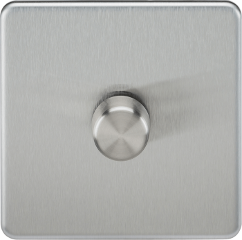 Knightsbridge Screwless Brushed Chrome 1 Gang 2-way 10-200W (5-150W LED) Intelligent Dimmer