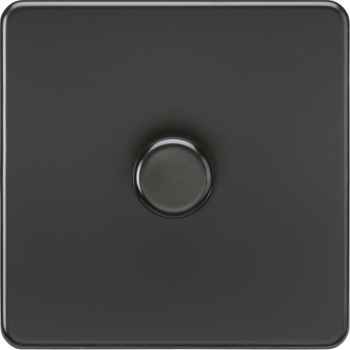 Knightsbridge Screwless Matt Black 1 Gang 2-way 10-200W (5-150W LED) Intelligent Dimmer
