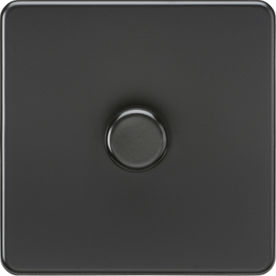 Knightsbridge Screwless Matt Black 1 Gang 2-way 10-200W (5-150W LED) Intelligent Dimmer