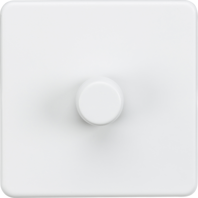 Knightsbridge Screwless Matt White 1 Gang 2-way 10-200W (5-150W LED) Intelligent Dimmer