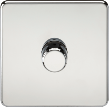 Knightsbridge Screwless Polished Chrome 1 Gang 2-way 10-200W (5-150W LED) Intelligent Dimmer