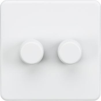 Knightsbridge Screwless Matt White 2G 2-way 10-200W (5-150W LED) Intelligent Dimmer