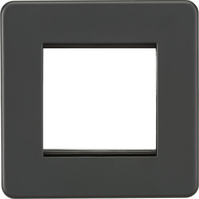 Knightsbridge Screwless Anthracite 2 Gang Modular Faceplate