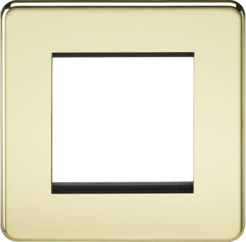 Knightsbridge Screwless Polished Brass 2 Gang Modular Faceplate