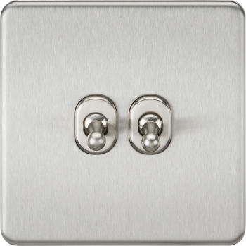 Knightsbridge Screwless Brushed Chrome 10AX 2G 2-Way Toggle Switch