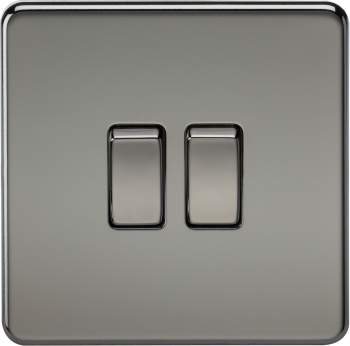 Knightsbridge Screwless Black Nickel 10AX 2 Gang 2-Way Switch