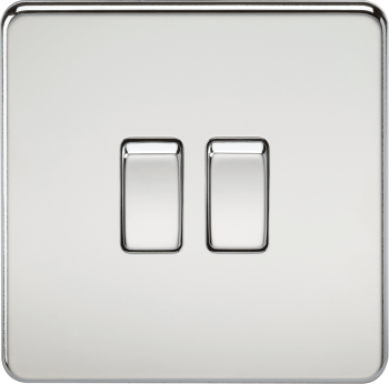 Knightsbridge Screwless Polished Chrome 10AX 2 Gang 2-way Switch