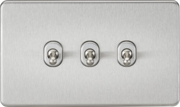 Knightsbridge Screwless Brushed Chrome 10AX 3G 2-Way Toggle Switch