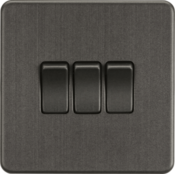 Knightsbridge Screwless Smoked Bronze 10AX 3G 2-Way Switch