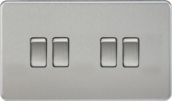 Knightsbridge Screwless Brushed Chrome 10AX 4G 2-Way Switch