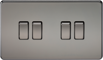 Knightsbridge Screwless Black Nickel 10AX 4 Gang 2-Way Switch
