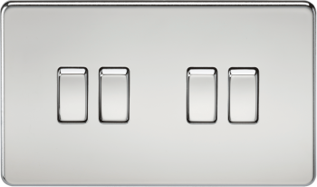 Knightsbridge Screwless Polished Chrome 10AX 4 Gang 2-way Switch