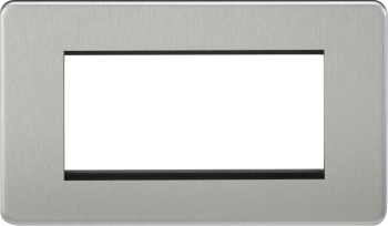 Knightsbridge Screwless Brushed Chrome 4 Gang Modular Faceplate