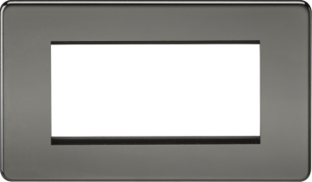 Knightsbridge Screwless Black Nickel 4 Gang Modular Faceplate