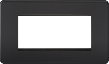 Knightsbridge Screwless Matt Black 4 Gang Modular Faceplate