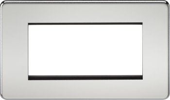 Knightsbridge Screwless Polished Chrome 4 Gang Modular Faceplate