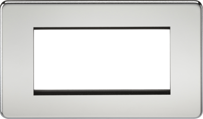 Knightsbridge Screwless Polished Chrome 4 Gang Modular Faceplate