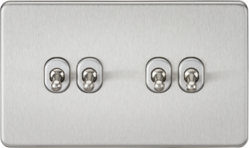 Knightsbridge Screwless Brushed Chrome 10AX 4G 2-Way Toggle Switch