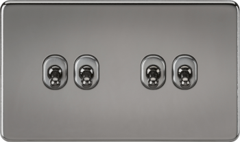 Knightsbridge Screwless Black Nickel 10AX 4 Gang 2-Way Toggle Switch