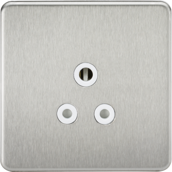 Knightsbridge Screwless Brushed Chrome 5A Unswitched Socket with White Insert