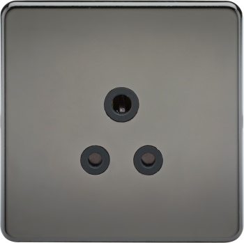 Knightsbridge Screwless Black Nickel 5A Unswitched Socket with Black Insert