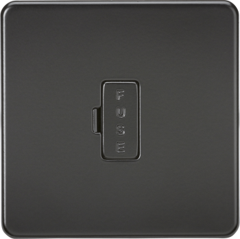 Knightsbridge Screwless Matt Black 13A Fused Spur Unit with Black Insert