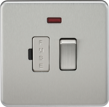 Knightsbridge Screwless Brushed Chrome 13A Switched Fused Spur Unit with Neon