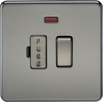 Knightsbridge Screwless Black Nickel 13A Switched Fused Spur Unit with Neon