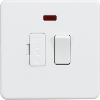 Knightsbridge Screwless Matt White 13A Switched Fused Spur Unit with Neon
